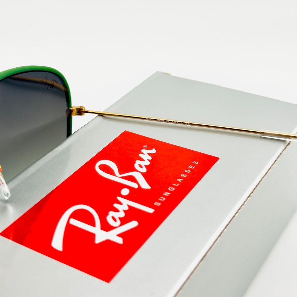 Ray-Ban Aviator Full Color Sunglasses RB3025JM Gold Green Frame Gradient Lenses - Picture 11 of 16